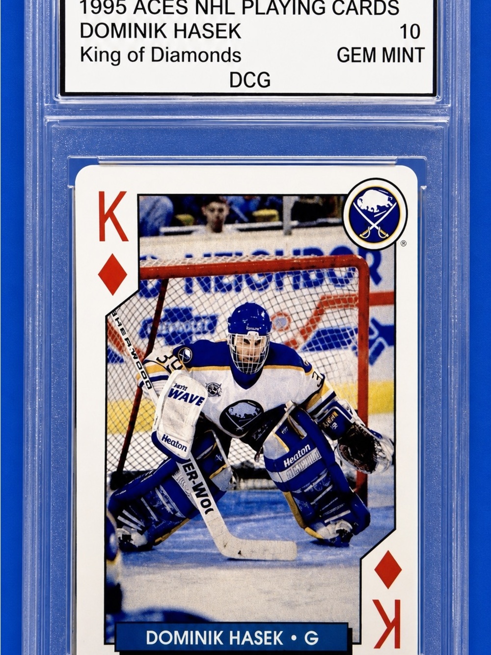 1995 Aces NHL Dominik Hasek King of Diamonds Playing Card - Blue